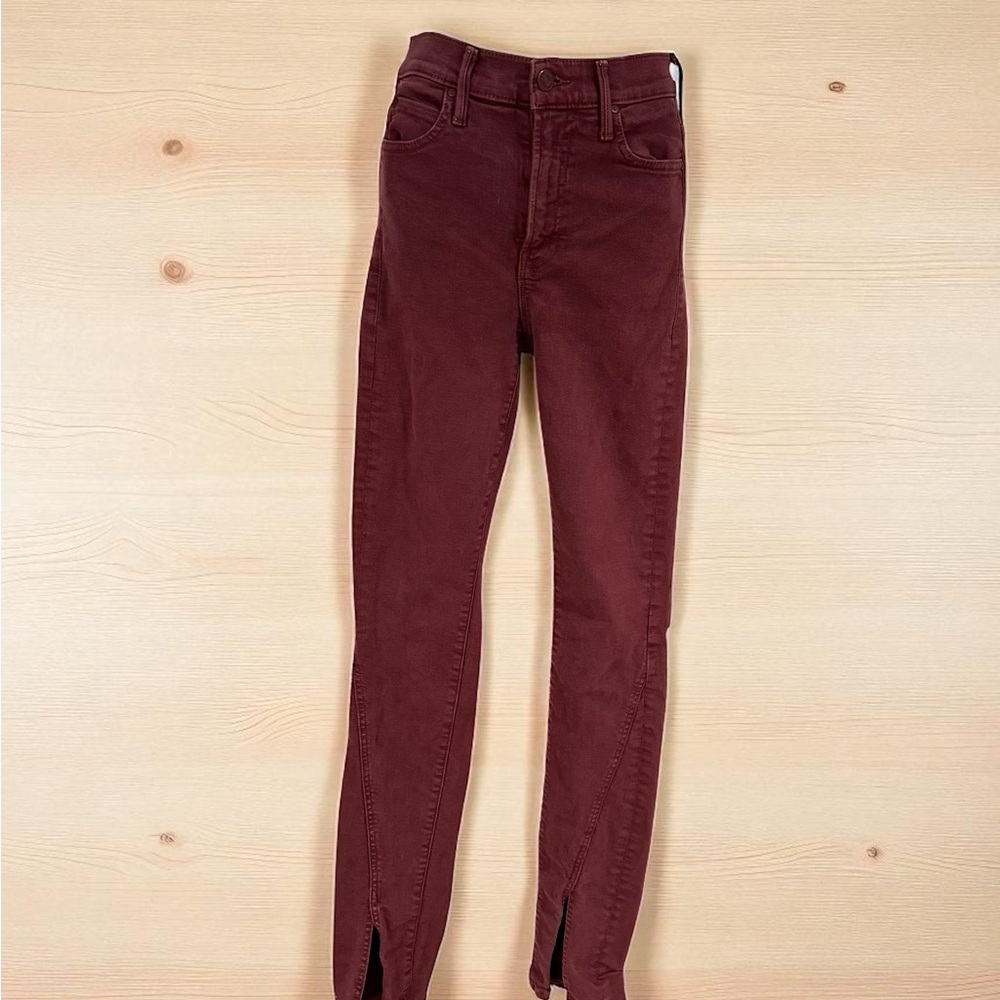 MOTHER Jeans- Rascal Sloced Up Jean in Maroon - Picture 7 of 9